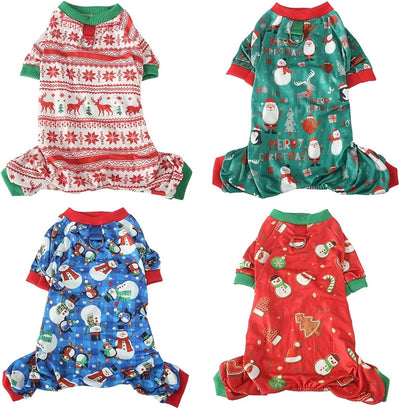Christmas Dog Pajama Cotton Christmas Holiday Clothes PJS for Medium Dogs Bear Doggy Pet Pajamas Onesie-M-White