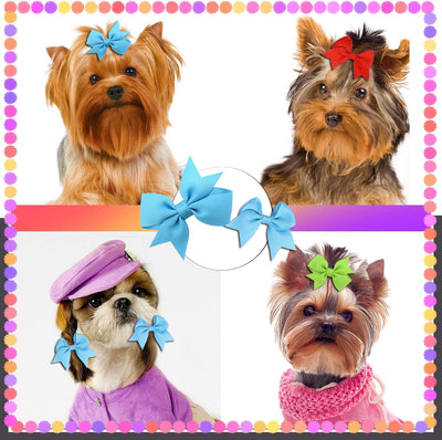Puppy Dogs Hair Barrettes Bows with Rubber Bands,Hair Accessories Bow Pet Grooming Cute Pet Small Hair Bowkno