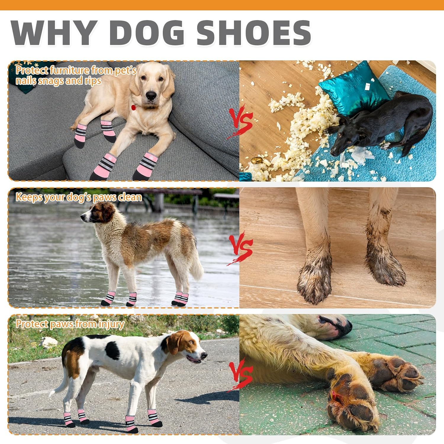 KOOLTAIL Dog Booties for Hot Pavement,Summer Dog Shoes for Small Medium Large Size Dogs, Waterproof Anti-Slip Dog Boots & Paw Protectors for Hardwood Floor,Indoor Outdoor Water Shoes,Pink