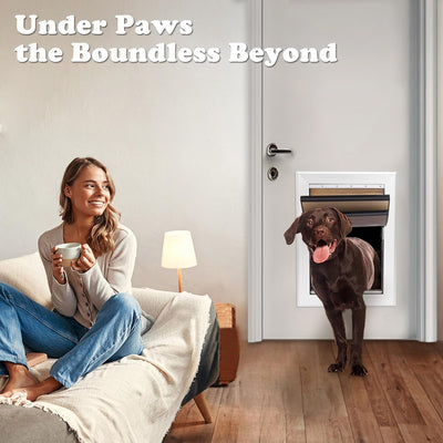 Extra Large Dog Door for Exterior Doors Heavy Duty Aluminium Doggy Door with Lock for Extreme Weather, Up to 220 lbs
