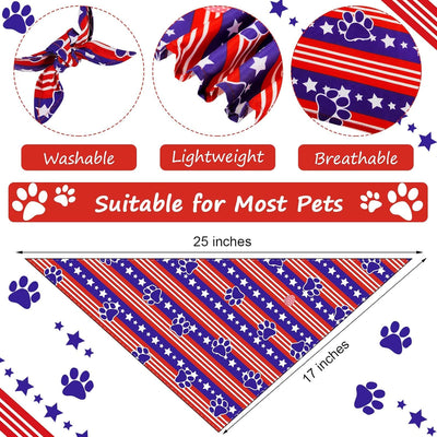 Weewooday 9 Pcs Holiday Dog Bandanas Patriotic Bandanas Birthday Scarf Adjustable Large Pet Washable Scarves for Large Dog Costume Supply(Fresh Pattern)