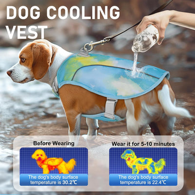 KYEESE Dog Cooling Vest Lightweight Jacket Pet Cooler Jacket with Adjustable Straps Dog Cooling Shirt with D Ring UV Protection Reflective Stripe Pet T Shirt for Outdoor Beach,Hiking,Walking,Blue,XL