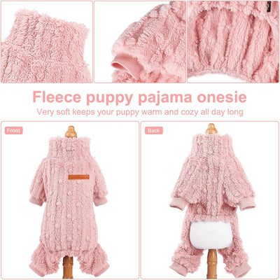 Dog Sweater for Small Dogs, XXS Dog Sweaters Turtleneck Doggie Pajamas Jumpsuits, Small Doggy Clothes Girl Boy, Cold Weather Puppy Onesie Outfits Yorkie Chihuahua Apparel,Light Pink,XS