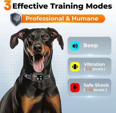 Shock Collar for Dogs, 3300FT Dog Training Collar with Remote, IPX7 Waterproof Collar with Beep, Vibration, Safe Shock for Large Medium Small Dogs, Keypad Lock and Flashing Light (10-120Lbs)