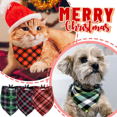 XPUDAC 100 Pcs Dog Bandanas Bulk Plaid Dog Bandana for Dogs Scarfs Bib Washable Adjustable Hankerchief for Small Medium Large Dogs Cats Christmas Birthday Holiday Pet Accessories