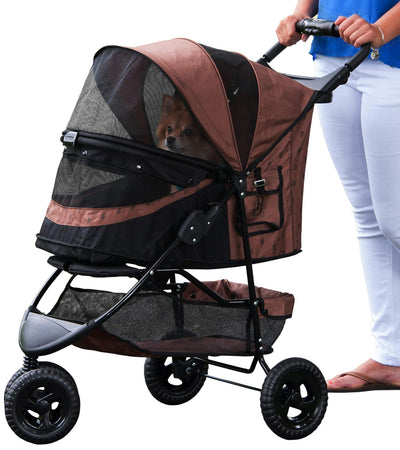 Pet Gear No-Zip Special Edition 3 Wheel Pet Stroller for Cats/Dogs, Zipperless Entry, Easy One-Hand Fold, Removable Liner, Cup Holder, Espresso
