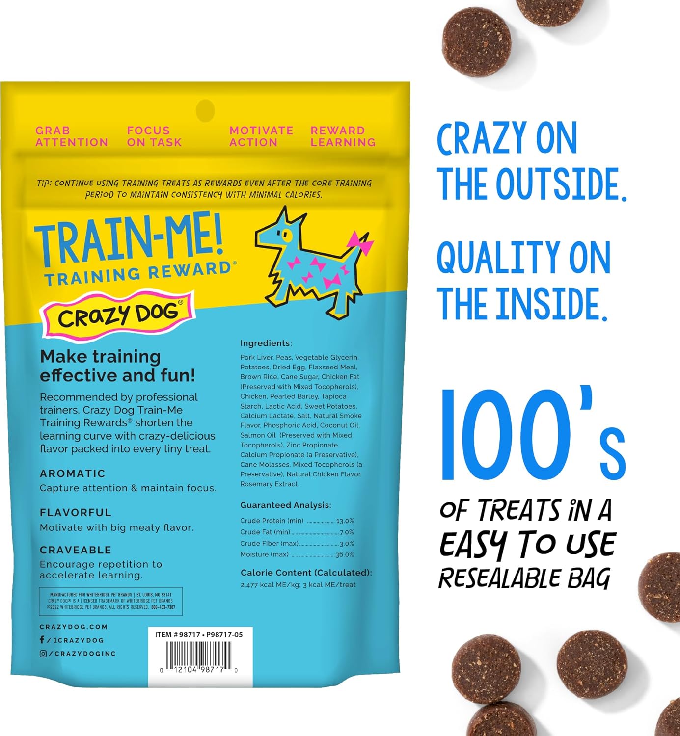 Crazy Dog Train-Me! Training Reward Dog Treats 16 Oz.,Chicken Regular