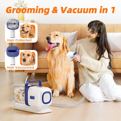 Kit de aseo para perros con aspiradora para mascotas, cortadora para perros, cepillo de aseo de mascotas, herramienta de limpieza 3 en 1, aspiradora de bajo ruido para perros y gatos.