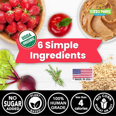 Crunchy Mini Organic Dog Training Treats - Oats, Strawberries & Peanut Butter – Healthy Puppy Treats, Vegan All Natural Made in USA Only – Low Calorie, Human-Grade No Sugar Added Puppy Biscuits