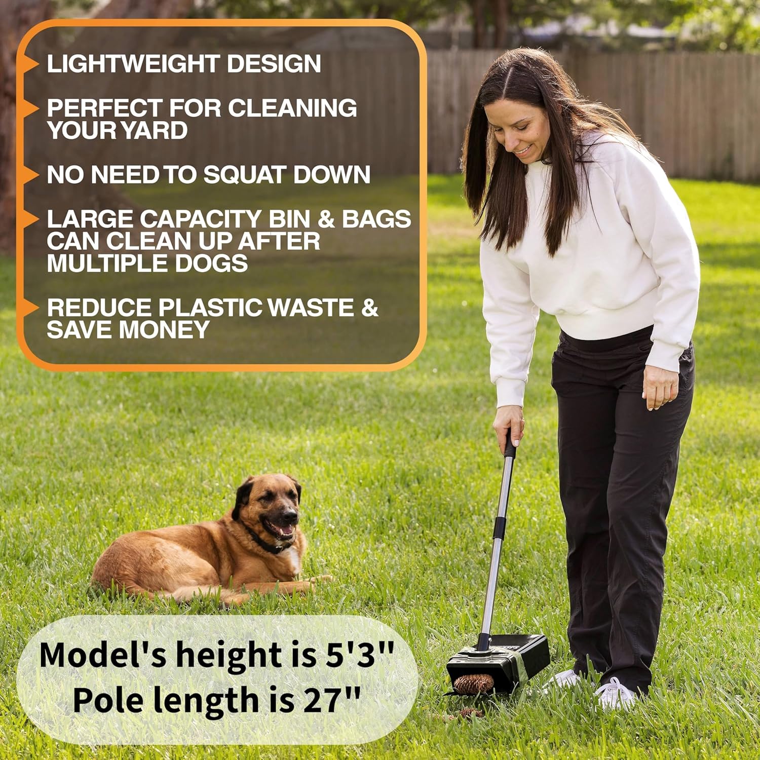 Neater Pet Brands Lift N’ Bag 2.0 Dog Pooper Scooper with Bag Attachment & 27" Pole for Small to Large Dogs, New & Improved Design, 15 Refill Bags, Heavy Duty Dog Poop Scooper for Yard, One-Hand Use