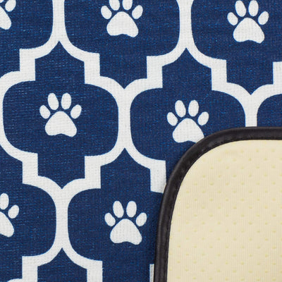 Bone Dry Machine Washable, Ultra Absorbent Pet Mat, 12x18, Nautical Blue/Off-White Lattice
