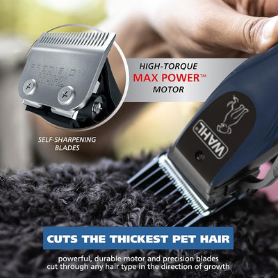 Wahl Power Pro Lithium Ion Rechargeable Cordless Dog Grooming Kit - Heavy Duty Cordless Electric Dog Clippers for Grooming The Thickest Coats - Model 3024675