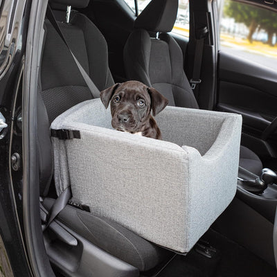 Dog Car Seat - Dog Booster Seat for Small Dogs and Cats up to 25lbs - Washable Pet Car Seat for Front or Backseat with Safety Tether by PETMAKER