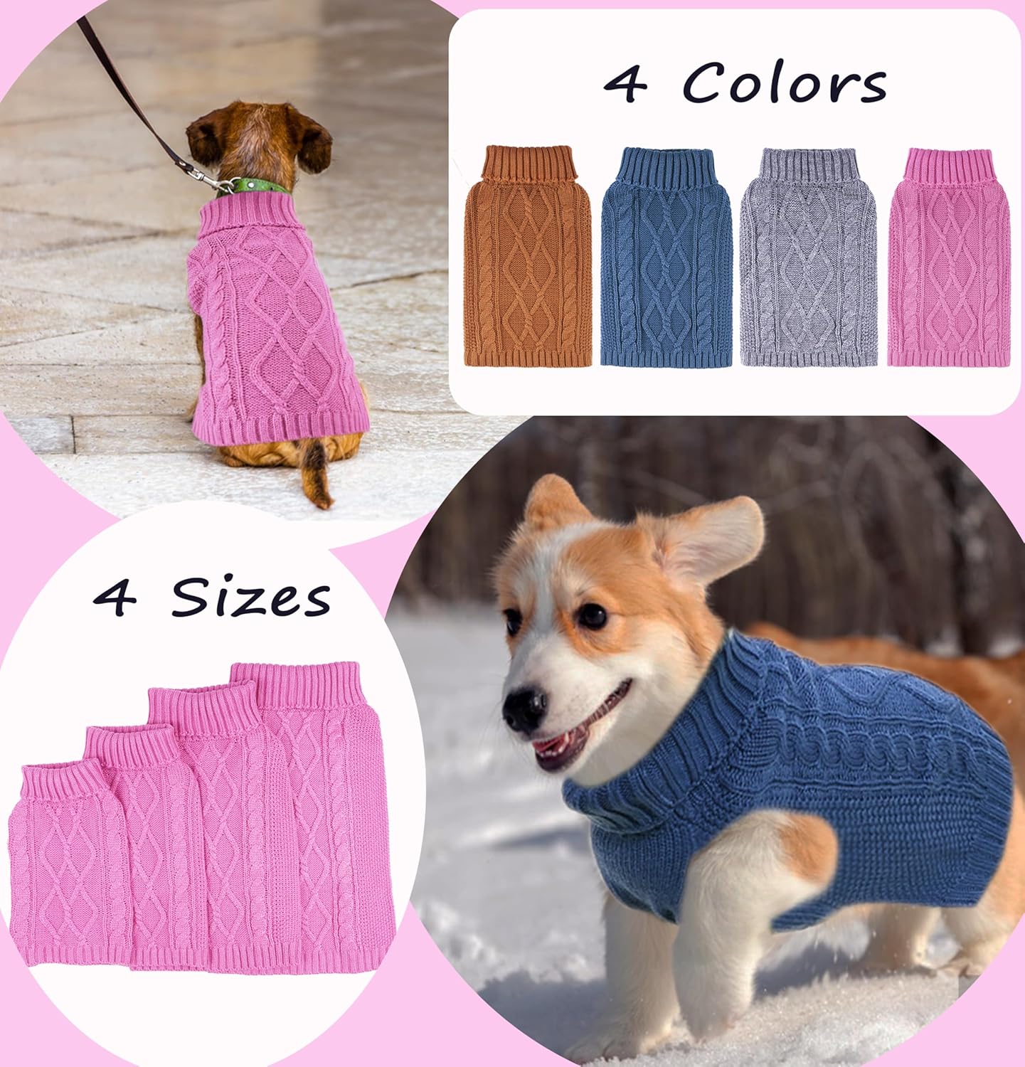 Dog Sweaters for Small Dogs XS Dog Sweater Winter Dog Clothes Boy Chihuahua Yorkie Sweater Warm Pet Clothes Knitted Solid Puppy Sweater Cat Sweater Doggy Turtleneck for Cold Weather (Blue, X-Small)