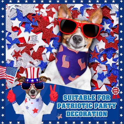 Sumind 50 Pieces Patriotic Dog Bandanas Bulk America Flag Bandanas for Dogs Triangle Pet Scarf for 4th of July Independence Day Memorial Day Pet Costume Accessories(19.7 x 13.8 x 13.8 Inch)