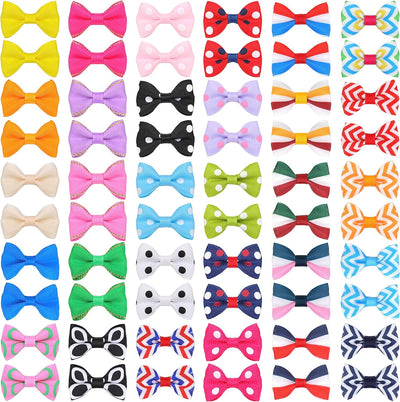 60Pcs Small Dogs Bows with Clips Girl Puppy Dogs Hair Bows Accessories Topknot Hair Clips Cute Pet Bowknot Grooming for Cat Yorkie Party Birthday